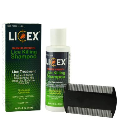 Licex, Head Lice Treatment Shampoo for Kids and Adults, Includes Lice Comb, 4 oz