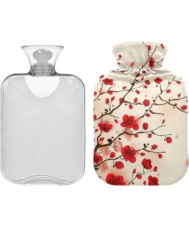 Naanle 2L Hot Water Bottle with Lid - Plum Blossom Transparent Design for Menstrual Cramps Relief Hand & Foot Heat Therapy - Buy Online on GoSupps.com