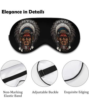 Native American Indian Warrior Sleep Mask Eye Cover - Adjustable Strap, Blocks Light, Ideal for Sleeping, Travel, and Nap - Men and Women - Buy Online on GoSupps.com