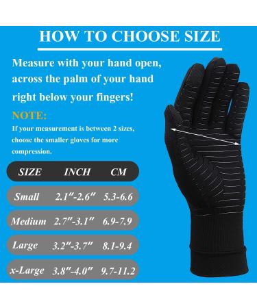 Shop 2 Pairs Small Black Copper Arthritis Gloves - Full Finger Compression for Hand Pain Relief Carpal Tunnel Support & Crocheting | Touch Screen Compatible - Buy Online on GoSupps.com