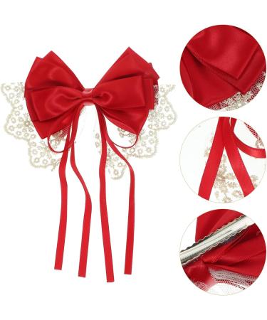Beaupretty Large Bow Hair Clip Lace Bow Hair Clip Decorative Hair Clip Huge Bow Barrette Hair Bows for Women Red - Buy Online on GoSupps.com