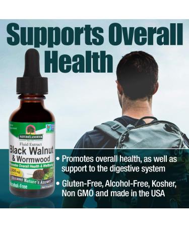 Nature's Answer Black Walnut & Wormwood 2000 mg - Alcohol-Free Herbal Tincture 1 fl oz - Buy Online on GoSupps.com
