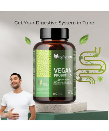 Buy Vegageno Probiotics 180 Capsules - 30 Cultures & 80 Billion KBE for Intestinal Health | Probiotics & Prebiotics for Optimal Gut Flora - Buy Online on GoSupps.com