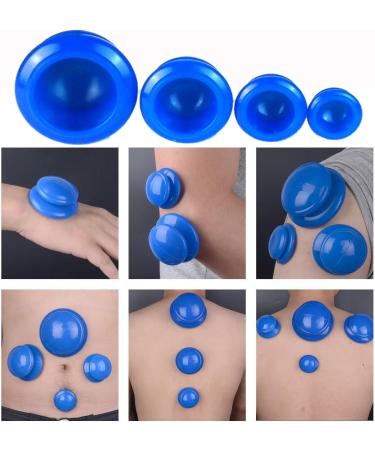 OFKPO Anti Cellulite Cup Set | 4 Silicone Cupping Cups for Muscle Relief & Beauty Therapy Massage - Blue - Buy Online on GoSupps.com