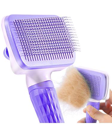 Ace2ace pet dog brush cat brush pet brushed hair removed pet brush for long -haired and short hair clean pet hair from the brush with a button - violet ... Tiffanyblau