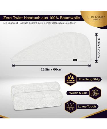 Buy LUXTOGO Fast Dry Hair Towel Turban - 100% Cotton Super Absorbent 2 Pcs White Checkered | International Shipping Available - Buy Online on GoSupps.com