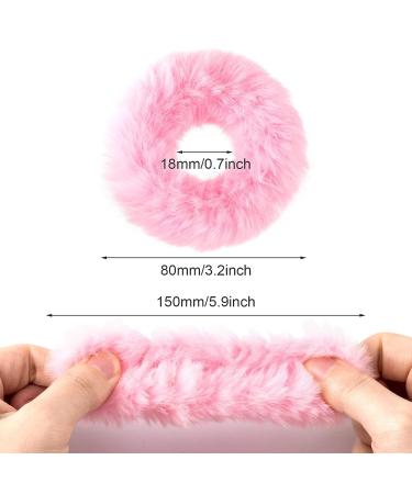 OIIKI Pink Fuzzy Hair Scrunchies - 14pcs Faux Rabbit Fur Bands for Girls and Women - Buy Online on GoSupps.com