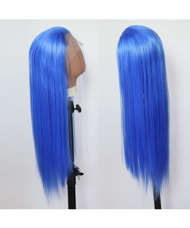 Blue Synthetic Lace Front Wig - Long Straight Hair for Black Women | Heat Resistant Fiber | Cosplay & Daily Wear - Buy Online on GoSupps.com