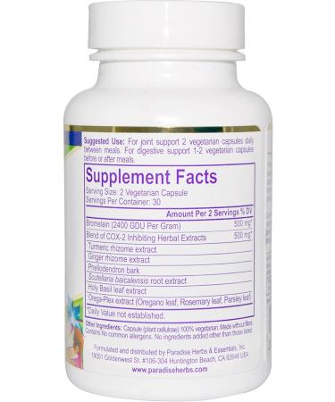 Paradise Herbs Bromelain 500mg - Joint & Digestive Support - 60 Veggie Capsules - Buy Online on GoSupps.com