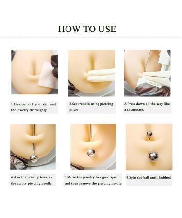 Belly Button Piercing Kit - Professional Self Piercing Gun & Tools for Navel Lip & Dermal - 13 Gauge Home Piercing Solution - Buy Online on GoSupps.com