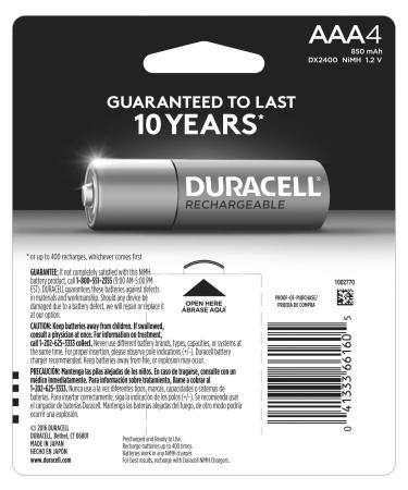 Duracell Rechargeable AAA Batteries - Long Lasting All-Purpose 4 Count for Home & Business - International Shipping Available - Buy Online on GoSupps.com
