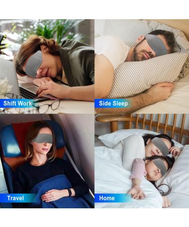 Adjustable Strap Side Sleeping Mask 3D Design | Blackout Blindfold for Men and Women | Relieve Eye Strain | Soft & Comfortable Night Eye Cover | Grey - Buy Online on GoSupps.com
