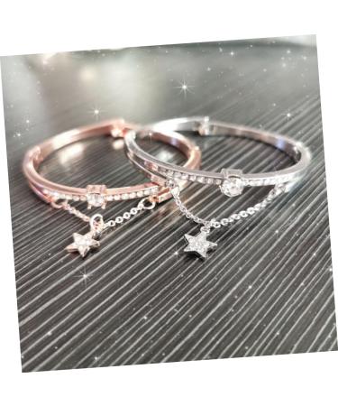 Ultechnovo Sun & Moon Crystal Pearl Bracelet Set - Stylish Gemstone Cuff for Women | 3-Piece Ros gold Design - Buy Online on GoSupps.com