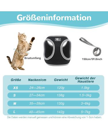 Adjustable Cat Dishes with Leash - Breakout-Proof Reflective Tableware for Cats & Small Dogs (Black Medium) - Buy Online on GoSupps.com