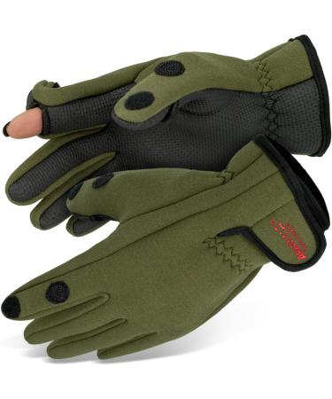 Thermo Fishing Gloves Spin | Neoprene Fishing Gloves for Anglers | Olive Fishing Gloves 3XL - Ultimate Comfort & Grip - Buy Online on GoSupps.com