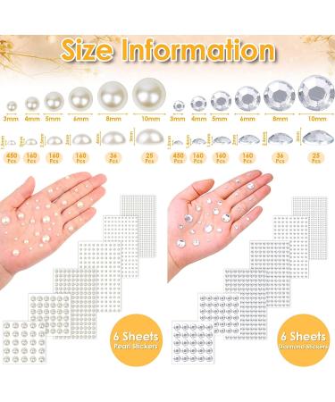 Self Adhesive Pearls and Rhinestones Stickers - Shynek Stick on Gems for Hair, Face, Makeup, Crafts - 1982pcs in 6 Sizes - Buy Online on GoSupps.com
