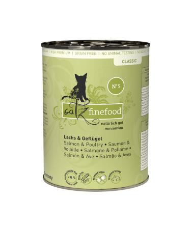 catz finefood N 5 salmon & poultry delicatessen wet cat food refined with spinach & tomato 6 x 400g cans 400 g (pack of 6)