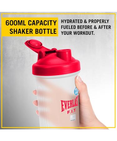 Everlast FIT 600ML Shaker Bottle - Leak Proof - Shaker Bottle with Spiral Whisk Blender Ball BPA/DEHP-Free Easy to Clean Perfect for Mixing Protein shakes. (RED) - Buy Online on GoSupps.com