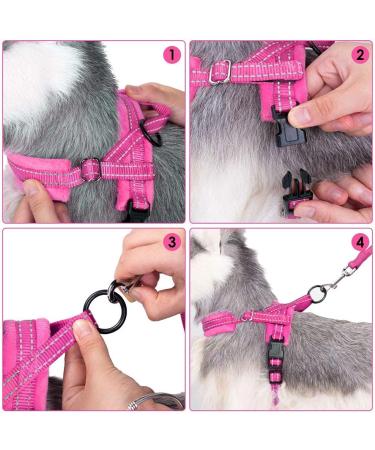 Eyein Reflective Small Dog Harness & Lead Set - Heavy Duty, Anti-Twist, Adjustable Vest Harness for Small Dogs and Cats - Easy Walk, Soft Padded, Quick Fit - Small Pink - Buy Online on GoSupps.com