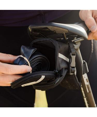MARQUE Bike Saddle Bag - Expandable Under Seat Storage Pouch for Road, Mountain & Commuter Bikes - Easy to Install with Extra Wide Opening - Cyclist Gift - Buy Online on GoSupps.com