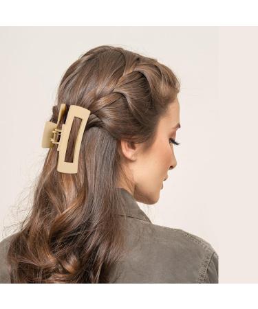 Shinowa Hair Clip Set - 3 Strong Hold Slipproof Gripper Accessories for Long Thick Hair - Beige - Buy Online on GoSupps.com