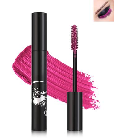Rose Red Glitter Mascara Sparkle Colorful Waterproof Mascara for Eyelashes Liquid Lash Extensions Mascara Long Lasting Lengthening Curling Eye Lashes Halloween Christmas Gift Eye Makeup for Women-08 08# Rose Red