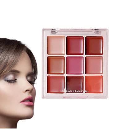 Luckxing Lip Gloss Palette - 9 Colors Glossy Lip Makeup | Matte Finish Waterproof Moisturizing Non-Sticky for Special Occasions or Everyday Wear for Young Girls