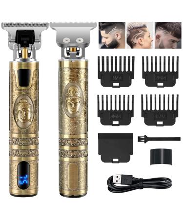 Men's Hair Clippers CKCLR Professional Hair Clipper Waterproof IPX7 Electric Hair Shaver LCD Display Hair Trimmer Cordless Beard Trimmer Baldheaded Hair Cutting Kit (Bronze)