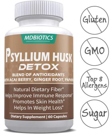 MDBIOTICS Psyllium Husk Fiber Supplement 1080mg/Serving | Non-GMO, Gluten & Sugar Free | Made in USA - Buy Online on GoSupps.com