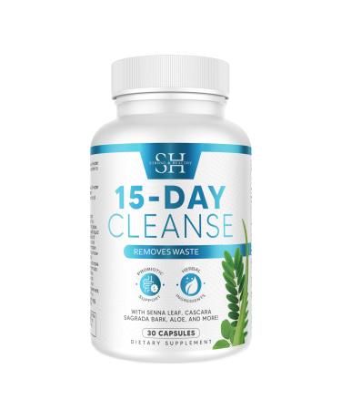Strong&Healthy 15 Day Gut and Colon Cleanse Digestive Health All Natural Detox with Probiotics Cascara Sagrada Psyllium Husk & Senna Leaf Non-GMO