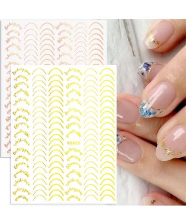 Dornail 6 Sheet Metallic Nail Stickers - Self-Adhesive Gold, Silver, Rose Gold Curve Stripes for Nail Designs and Art Decorations - Buy Online on GoSupps.com