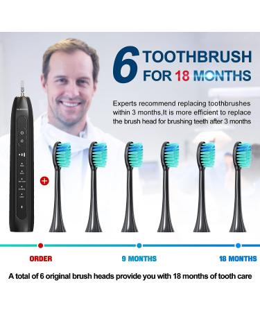 HomeMiYN Sonic Electric Toothbrush - 6 Brush Heads, 100 Days Battery Life, 15 Modes, 5 Intensity Levels (Black) - Buy Online on GoSupps.com