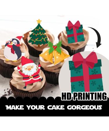 18pcs Glitter Dessert Cupcake Topper Merry Christmas Winter Santa Claus Christmas Tree Theme Decor Supplies Baby Shower Boys Girls Happy Birthday Decorations - Buy Online on GoSupps.com