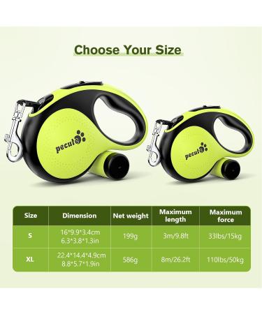 Pecute 3m Dog Leash | Eco-Friendly Roller Linen with Feces Bag Holder 360 Extension Anti-Slip Handle & Quick Brake for Dogs Up to 15kg - Buy Online on GoSupps.com