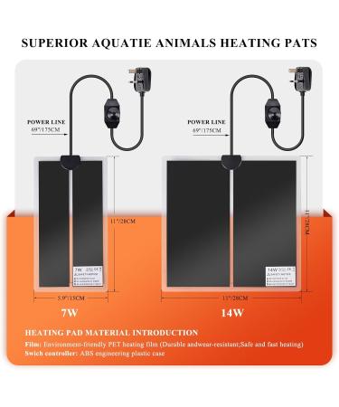 MUALROUS 2Pcs Reptile Heating Mat Reptile Heating Pad Reptile Vivarium Heat Mats with Temperature Control for Reptiles Tortoise Snakes Lizard Gecko Hermit Crab Turtle Amphibians (7W+14W) - Buy Online on GoSupps.com