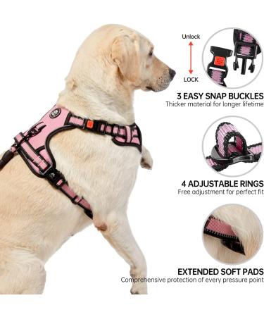 Nestroad Pink Dog Harness for Medium Dogs - Anti-Pull Safety Belt | Size M (Neck 33-43cm Chest 43-64cm) - Comfortable & Padded - Buy Online on GoSupps.com