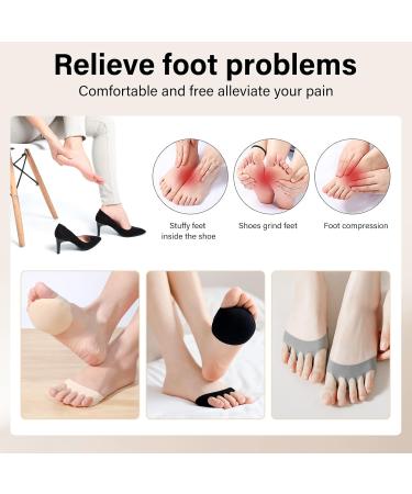 6 Pairs Invisible Cotton Toe Socks & Cushions for Metatarsalgia - Pain Relief Insoles for Men & Women - High Heel Pillows Shoe Inserts in Black Gray Skin Color - Buy Online on GoSupps.com