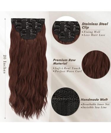 Buy BARSDAR 50 cm Clip In Hair Extensions - Long Wavy Thick & Natural Soft Synthetic - Copper Chestnut for Women & Girls - Buy Online on GoSupps.com