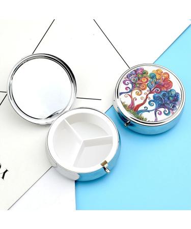 Travel Pill Box - 3 Compartment Portable Organizer with Three Trees Design | Compact Medicine Case for Purse & Pocket - Buy Online on GoSupps.com