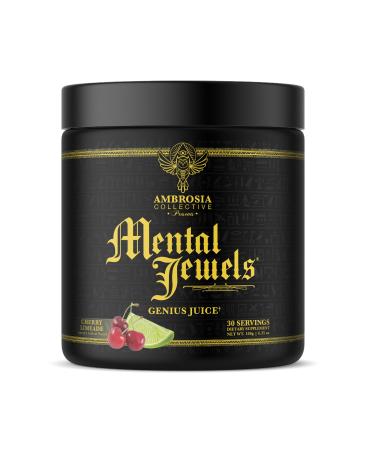 Ambrosia Mental Jewels Powder - Cognitive Enhancer | Increase Memory Communication Skills Concentration & Focus | Decrease Reaction Time | Alpha GPC Choline BaCognize | 30 Servings| Cherry Limeade