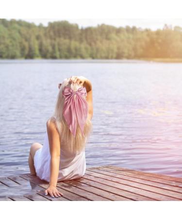 Pink Satin Big Bow Hair Barrette Clip - Solid Color Large Bow Hairpin for Women, Girls, Teens - Buy Online on GoSupps.com
