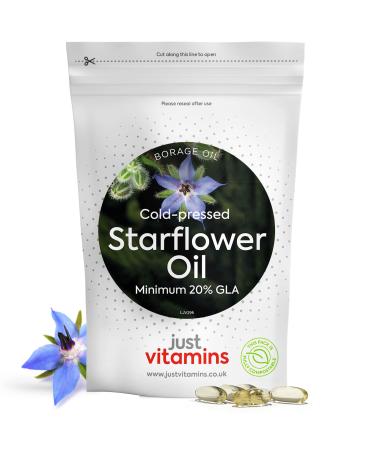 Starflower Oil Capsules 1000mg/Borage Oil x90 Soft Gels Cold Pressed High Strength GLA with Vitamin E - 3 Month Supply - x2 The GLA Level of Evening Primrose Oil Capsules - UK Made Supplements