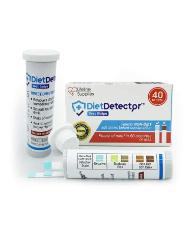 DietDetector Test Strips - Detects Non-Diet Soft Drinks Before Accidental Consumption - A Must Have for Diabetics and The Keto Lifestyle - 40 Strips Per Box