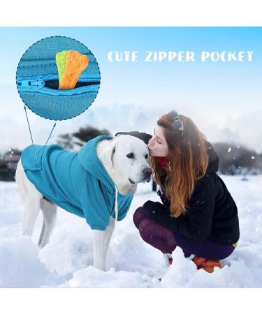 RANYPET Dog Hoodies 2XL - Blue & Grey - Soft Cotton Warm Pet Sweater with Zipper Pocket for Large and Medium Dogs - Autumn & Winter Fashion - Buy Online on GoSupps.com