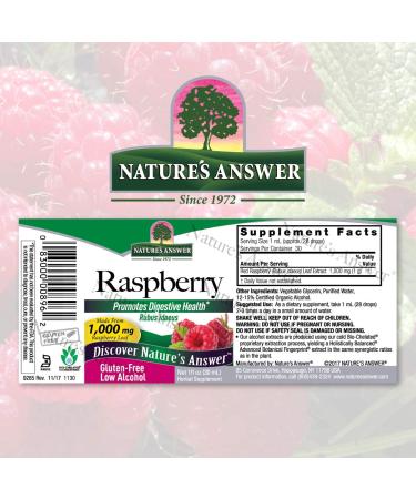 Nature's Answer Organic Raspberry Leaf Extract 1oz | Non-GMO, Kosher & Gluten-Free | Supports Health & Digestion - Buy Online on GoSupps.com