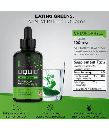 Organic Chlorophyll Liquid Drops | Energy Boost & Immune Support | Internal Deodorant & Antioxidant | Made in USA | 2fl Oz - Buy Online on GoSupps.com