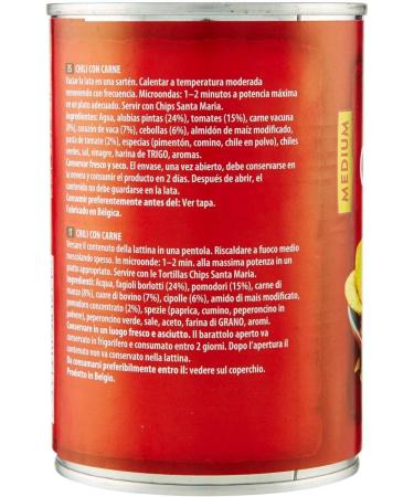  Italian Gourmet E.R. 6 x Santa Maria Chili con Carne slightly spicy dish from Tex-Mex kitchen for filling tacos or serving with tortilla chips 410g + Italian Gourmet Pelati 400g - Buy Online on GoSupps.com