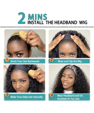 IVCoco 14 Inch Curly Headband Wig - 180% Density 10A Grade Brazilian Human Hair, Glueless, Natural Color - Buy Online on GoSupps.com