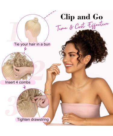 REECHO Messy Bun Hair Piece - Large Curly Wave Extensions for Women, Gray with Brown Mixed - Buy Online on GoSupps.com