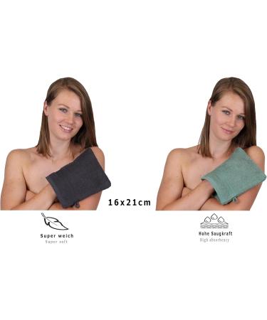 Buy Betz 10-Piece Premium Cotton Wash Gloves Set - 100% Cotton 16x21 cm Graphite & Fir Green - Ideal for Gentle Cleansing - Buy Online on GoSupps.com